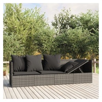 furnicato Gartenliege Outdoor-Loungebett mit Kissen Grau Poly Rattan grau