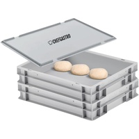 PROREGAL CHEFGASTRO SuperSparSet 2x Pizzaballenbox mit 1x Deckel | HxBxT 8,5x30x40cm | 9 Liter | Teigwanne für Pizzateig, Stapelbare Pizzabox, Gärbox für Sauerteig Brotteig Teig-Gärbox