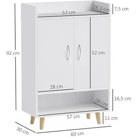 Homcom Schuhkommode 60 x 92 x 30 cm weiß / weiß