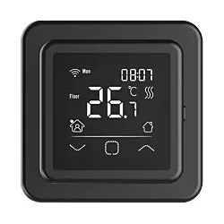 Riberger C16 Uhrthermostat – Schwarz  Digitaler WLAN-Raumregler inkl. Sensor für elektrische Fußbodenheizungen