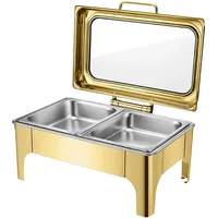 Homeline Chafing Dish 9L Edelstahl Glasdeckel, Speisewärmer, Gold