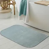Waschbarer Badezimmer Duschvorleger-Teppich • runde Ecken • in blau, 80x120 cm