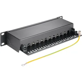 goobay 93796 - Patchpanel 10 Zoll Patch Panel, 12 Port, 1 HE