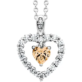 Julie Julsen Kette mit Anhänger Herz Zirkonia weiß champagner Silber