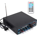 Mini Verstärker, 800W HiFi Audioverstärker Bluetooth Stereo Audio Amplifier Vollverstärker LCD-Anzeige mit Fernbedienung 220V für Zuhause oder Auto Schwarz