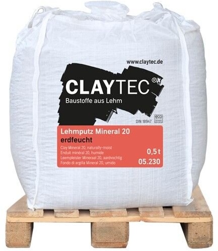 CLAYTEC Lehmputz Mineral 20, erdfeucht - 0,5 t Big-Bag