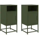 vidaXL Nachtschrank 2 Stk. 36 x 39 x 78 cm Olivgrün