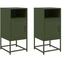 vidaXL Nachtschrank 2 Stk. 36 x 39 x 78 cm Olivgrün