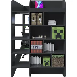 Phoenix Hochbett Minecraft 120 x 200 cm Holz schwarz