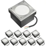 ledscom.de 10x LED Pflasterstein NEOLUM für außen, IP67, eckig, 10 x10cm, inkl. GX53 Leuchtmittel, 56lm, weiß