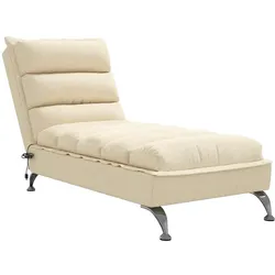 vidaXL Massage-Chaiselongue mit Kissen Creme Stoff