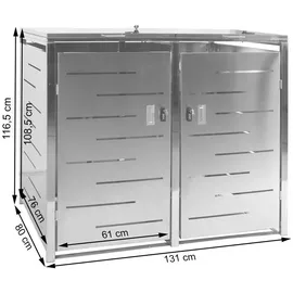 MCW 2er-Mülltonnenverkleidung HWC-E83 117 x 131 x 80 cm silber