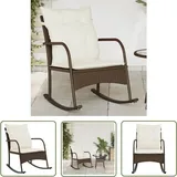 The Living Store Garten-Schaukelstuhl mit Kissen Braun Poly Rattan - Gartenstuhl - Schaukelstuhl - Relaxsessel - Balkonmöbel - Gartenlounge
