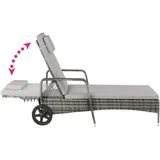 Tectake Rattan Sonnenliege Cassis 196 x 72 x 94,5 cm grau inkl. Rollen