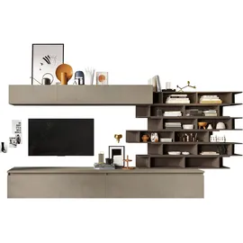 Home Affaire Wohnwand HOME AFFAIRE "Infinity, 10tlg. Breite 345 cm, Höhe variabel, Schrankwand, Anbauwand", braun (lehmfarben (argilla), bronzo), B:345cm H:164cm T:40cm, Kastenmöbel-Sets, Wohnwand, (2x Lowboard, 2x Hängeschrank, 6x Wandregal)