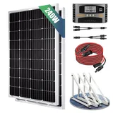 Rhein Beleuchtung Solarmodul 240W 12V Solar Komplettset Plug & Play für Dach Wohnmobil Boot, 240 W, Monokristallin, (1-St., Inkl. Y-Kabel MC4 Stecker Alu Rahmen schwarz spritzwassergeschützt), 2x120W Halbzellen IP65 wasserdicht 40A MPPT Regler hohe Leistung