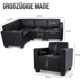 MCW Modular Sofa-System Couch-Garnitur Moncalieri 4-1, Kunstleder ~ schwarz