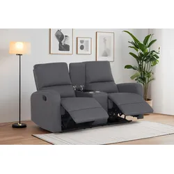 2-Sitzer HOME AFFAIRE "TOURNAY, 2er-Kinosofa, Liegesofa, TV-Sessel, Multimedia-Sofa", grau (dunkelgrau), B:163cm H:96cm T:93cm, Sofas, mit manueller Relaxfunktion, Getränkehalter, Staufach