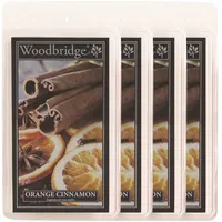Woodbridge Duftwachs Set Orange Cinnamon (4X) | Orange-Zimt Duft | Bis zu 8h Duftdauer je Melt | Für Duftlampen & Wachswärmer | Hochwertiges Paraffinwachs | Raumduft für Zuhause & Büro