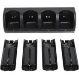 Fernbedienungs-Ladestation für Wii/Wii U mit 4er-Pack 2800-mAh-Akkus, Controller-Ladestation für Wii-Controller (Black)