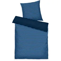 Tom Tailor Renforcé Bettwäsche MEDIUM STRIPES Blau 155 x 220 cm + 80 x 80 cm