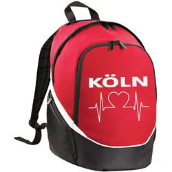 multifanshop Rucksack - Köln - Herzschlag - Druck weiß - Tasche