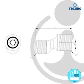 tecuro S-Anschluss schallreduziert für Wandarmaturen 3/4 x 1/2 Zoll Messing vernickelt