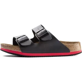 Birkenstock Arizona Superlauf, Birko-Flor, schwarz/rot, schmal, Größe 47