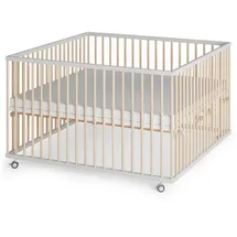 Sämann & Lattenrost - weiß/natur - Premium | Gr.: 120x120 cm Babymöbel, Laufstall Baby