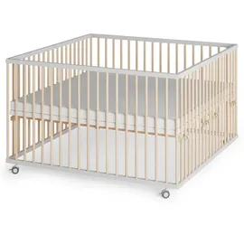 Sämann & Lattenrost - weiß/natur - Premium | Gr.: 120x120 cm Babymöbel, Laufstall Baby