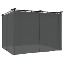 vidaXL Pavillon mit Vorhängen Anthrazit 3x3 m Stahl