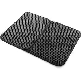 InnovaGoods - Katzenklo-Matte Clikatt, Eva Polyester, Bienenstock Textur, Wasserdicht, Leicht zu Reinigen, Schwarz, Medium