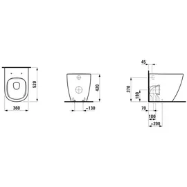 Laufen LUA Stand-Tiefspül-WC, Abgang waagerecht oder senkrecht, 360x520mm, H8230810490001, Farbe: Pergamon,