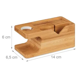 Relaxdays Ladestation, für Apple Watch & iPhone, Bambus, HxBxT: 6 x 14 x 6,5 cm, Handy-Station & Uhrenständer, Natur