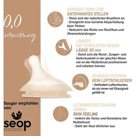 Suavinex Suavinex, 2 Babyflaschensauger für Zero Zero Anti-Colic Babyflasche, Ersatz Sauger mit Langsamer Nahrungsfluss (S), Lässt wenig Flüssigkeit durch, Ideal für die ersten Tage, Silikon, +0M, 2U, Medium
