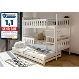 Kids Collective Etagenbett 90 x 200 cm Kiefer massiv weiß