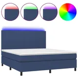 vidaXL Boxspringbett mit Matratze & LED Blau 180x200 cm Stoff