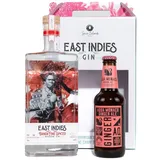 Premium Gin Geschenkset - Exotischer Genuss für Kenner - East Indies Banda Fine Spiced Negroni Gin 0,7l & Aqua Monaco Ginger Ale 0,23l