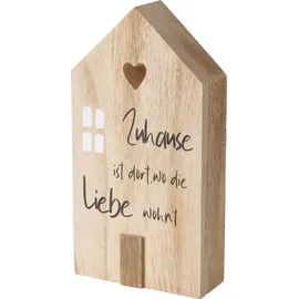 Boltze Dekoaufsteller Mein Haus grau weiß natur Holz 3 tlg. - Beige