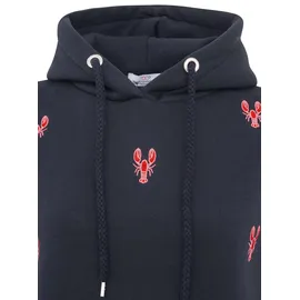 Zwillingsherz Kapuzensweatshirt Hummer-Stickerei Marine S/M