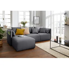 OTTO home Ecksofa OTTO HOME "Nöre L-Form", grau (mittelgrau), B:262cm H:74cm T:172cm, Samtoptik (100% Polyester);Struktur (100% Polypropylene);Webstoff (100% Polyester);Struktur fein (100% Polyester);Luxus-Microfaser Lederoptik (100% Polyester);Baumwoll-/Leinenmix