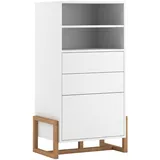 MID.YOU Highboard, Weiß, Buche, Holz, Holzwerkstoff, Buche, massiv, 2 Fächer, 2 Schubladen, 63.4x115.7x42 cm, stehend, Wohnzimmer, Kommoden & Sideboards, Highboards