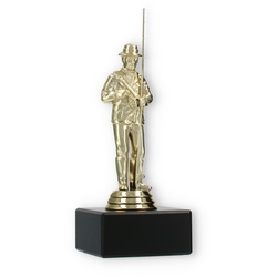 Pokal Kunststofffigur Angler gold auf schwarzem Marmorsockel 16,8cm