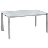 MONDO Esstisch COMEDOR 140-190 x 100 cm Edelstahl /Glas weiß - Vierfußtisch mit Mittelauszug