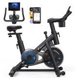 MERACH Heimtrainer Fahrrad, Leises Hometrainer Fahrrad mit Verbessertem LCD-Monitor, Indoor Cycling Bike mit Verstellbarem Widerstand für Kardio-Training zu Hause, Mit Eigener App, Bis 136 KG