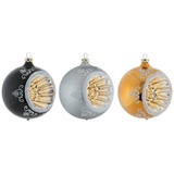 Thüringer Glasdesign Weihnachtsbaumkugel »Black&White&Gold«, Thüringer Glasdesign