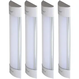 V-Tac Wandleuchte Wandlampe Flurleuchte Treppenhauslampe Wohnzimmerleuchte, weiß, LED 10W 1200Lm warmweiß, LxBxH 30x7,4x2,4cm, 4er Set