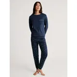 CALIDA Schlafanzug Sweet Dreams (2 tlg) Langarm, Rundhals, Interlock-Qualität, weich, bequem blau XL (52/54)