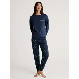 CALIDA Schlafanzug Sweet Dreams (2 tlg) Langarm, Rundhals, Interlock-Qualität, weich, bequem blau XL (52/54)