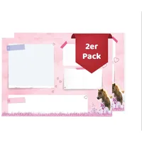 Friendly Fox Pony Schreibtischunterlage Papier, DIN A2 Kinder Schreibtischunterlage Pferde Mädchen, XXL Notizblock Mal- oder Schreibunterlage zum Malen (Doppelpack)